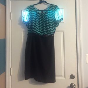Turquoise and black chevron top dress