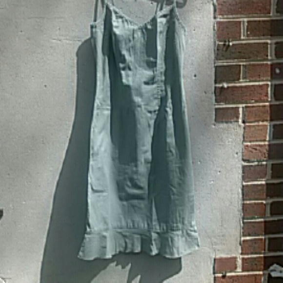Linen Cotton blend dress light green