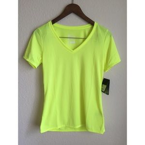 NWT Nike neon yellow dri-fit tee