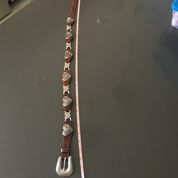 Western Brn Distressed Leather Heart Conch Belt