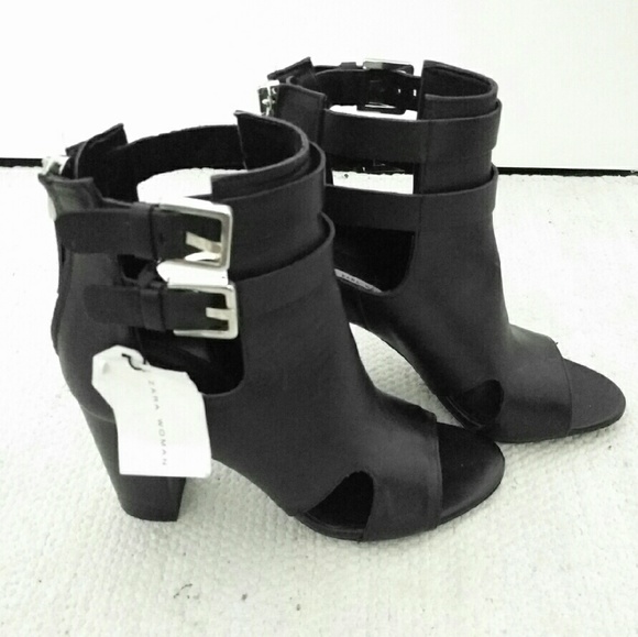 Zara Shoes - ⛔SOLD⛔ Black Leather Zara Cut-Out Booties