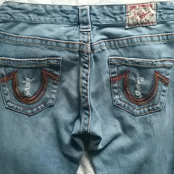 True Religion Distressed Jeans Boot Cut Sz 27