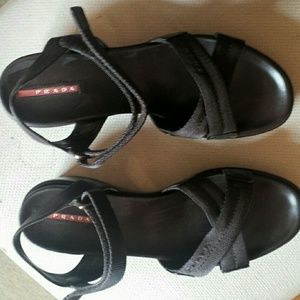 Prada Dark Brown Sport Wedge Sandals Size 40
