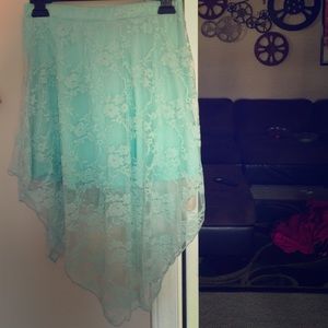 high low teal skirt