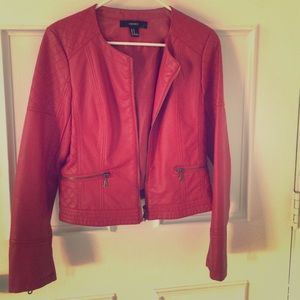 Forever 21 Red Faux Leather Jacket