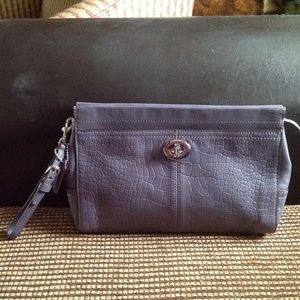 Coach Avery Croc embossed LARGE leather clutch