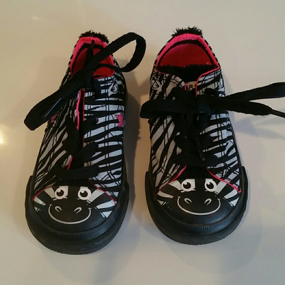 Infants size 6 converse tie shoes.  Zebra