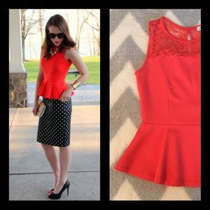 Bright Orange Peplum Top 🍊