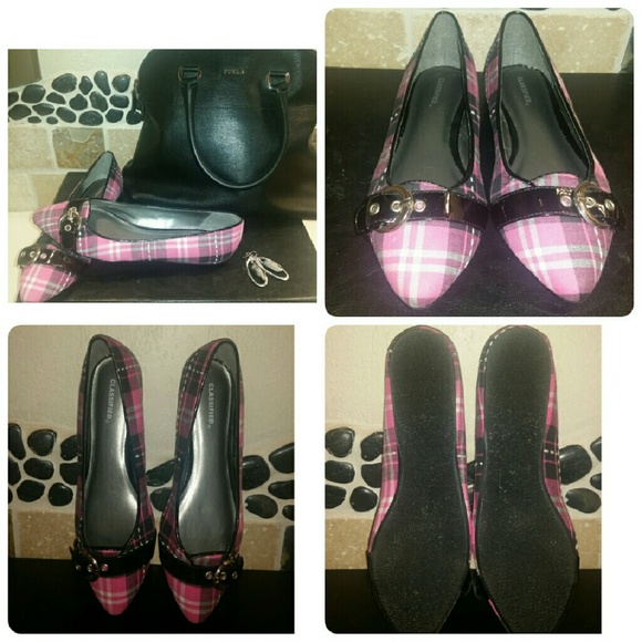 Pink plaid flats