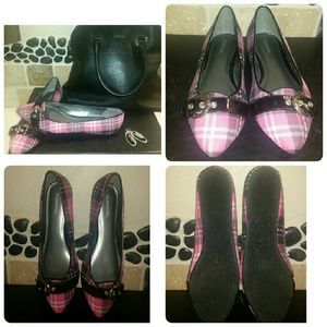 Pink plaid flats