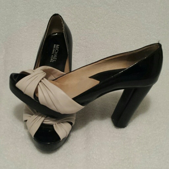 Cream and black heels