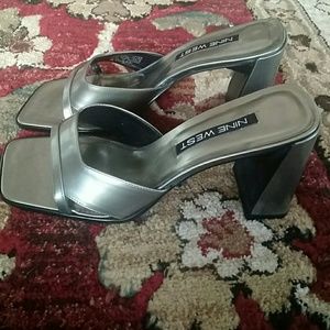 Metallic Pewter Sandals 8.5