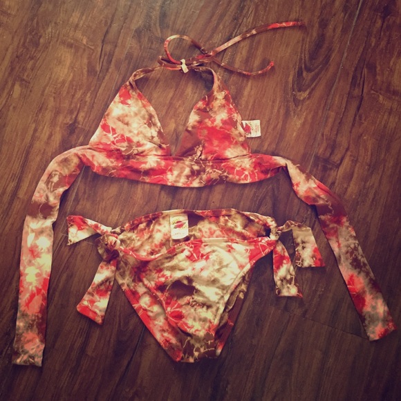 red halter top bikini