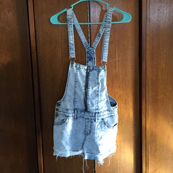 acid wash overall shorts