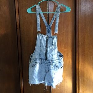 acid wash overall shorts