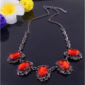 Sparkling Red Stone Statement Necklaces