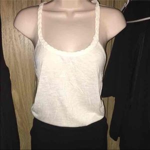 Ivory braided scoop neck top