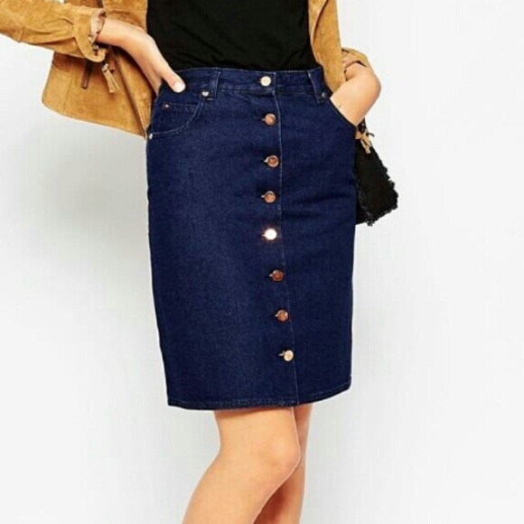 Chaps Slim Denim Button Front Skirt - image 1