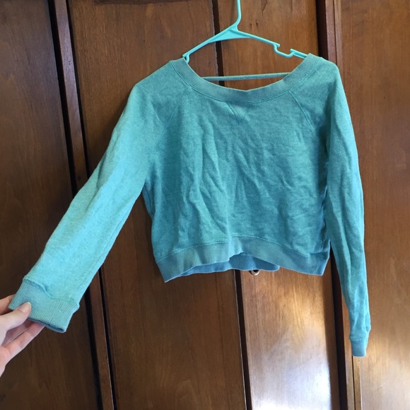 teal crop top sweater