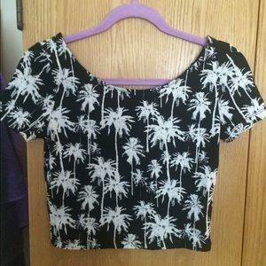 Black with white palm trees crop top. SOLD ON MERC