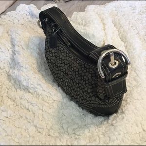 🔸Coach🔸Hobo Bag Logo Black Leather & Canvas