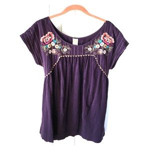 ✨SOLD✨ Anthropologie Floral Embroidered Top, M