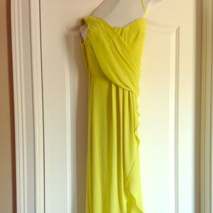 BCBG yellow one shoulder dress