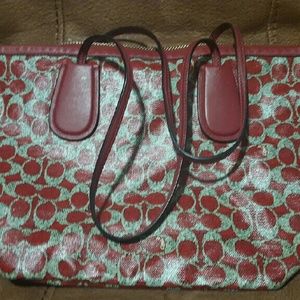 Trades Welcome! Beautiful Red Canvas Coach Tote
