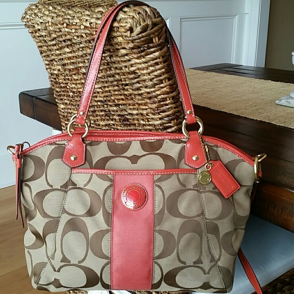 Like New Coach Signature Stripe handbag