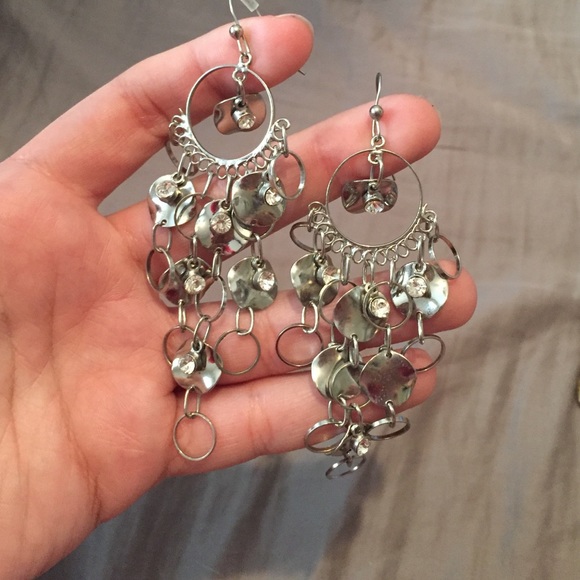 Silver time chandelier earrings