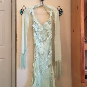 💯% Silk Light Green Prom Dress