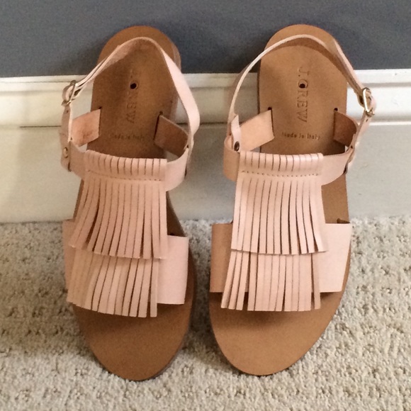 J Crew fringe flat sandals size 7