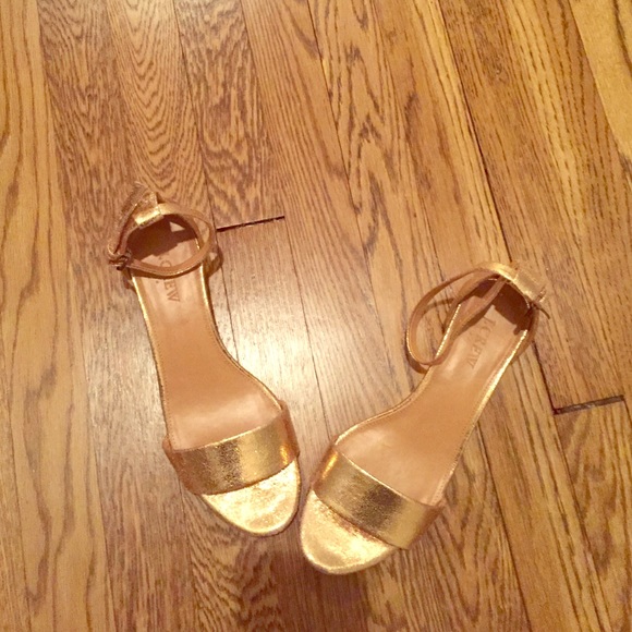 Jcrew rose gold semi wedge sandal