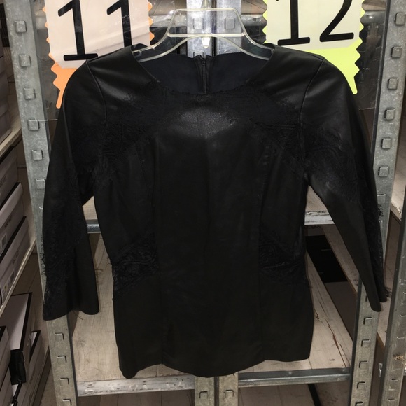 Zara Laced Leather Long Sleeve Top
