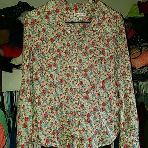 floral print long sleeve button down shirt