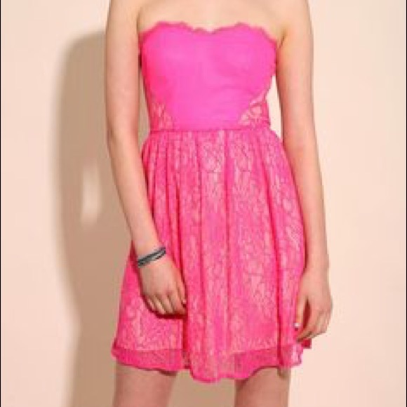 Silence & Noise pink lace mini dress