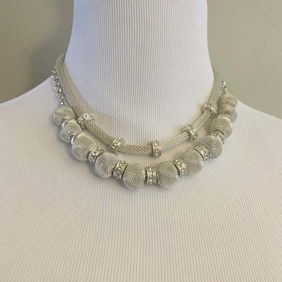 Silver ball collared necklaces