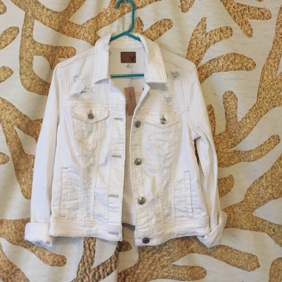 SALE: White distressed jean jacket