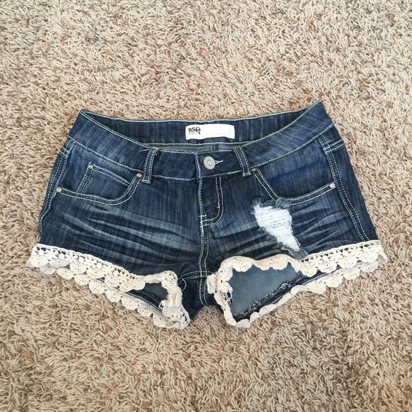 crochet distressed shorts
