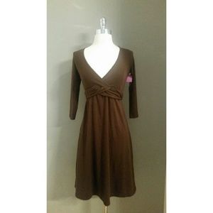 Splendid V Neck Brown Tie Dress