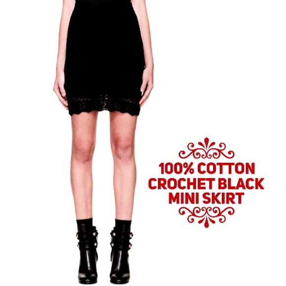 100% Cotton Crochet Pencil Mini Skirt