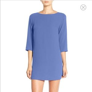 Nordstrom Boat neck crepe shift dress in green.