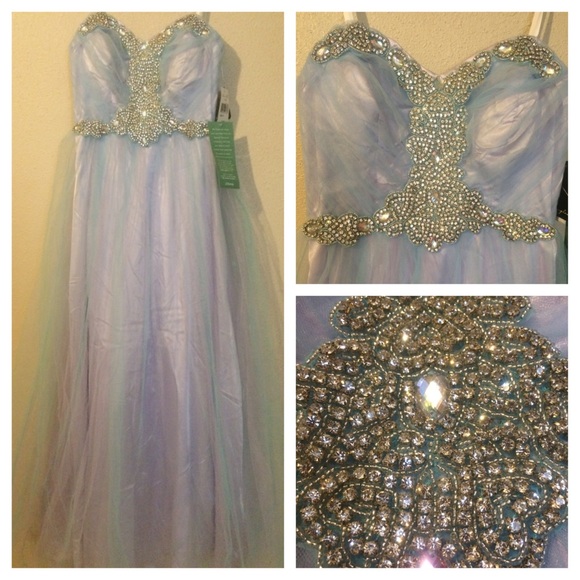 City Triangles Strapless Tulle Long Ball Gown