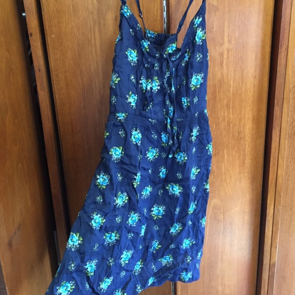 Navy blue printed summer dress
