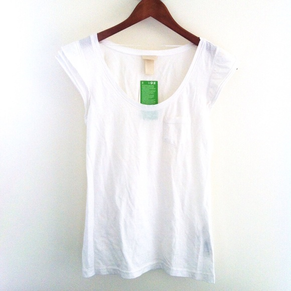 H&M White Organic Cotton Pocket Top