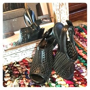 Black leather cage Heels!