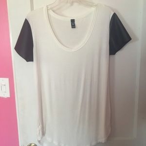 Windsor Store Top Tee Vegan Leather Sleeves