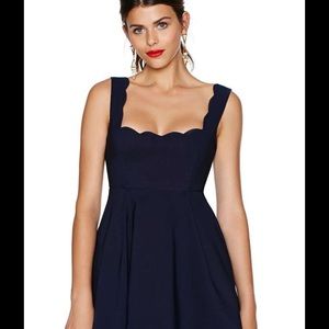 Nasty Gal Scalloped Skater Dress in Navy size M