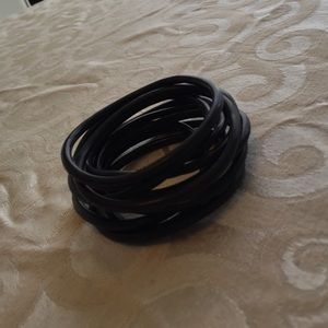 10 Black Rubber Bracelets and Guess Clutch Bundle
