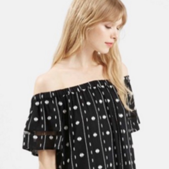 MUST HAVE Topshop Embroidered Off Shoulder Dress